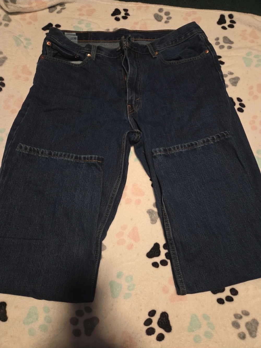 Men's Dark Blue Denim Work Jeans - Classic Fit